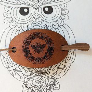Honey Bee Hair Leather Barrette  NWT